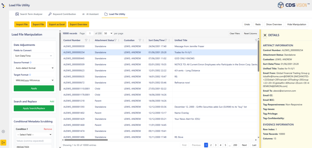 Screenshot of CDS Vision Load File Utility